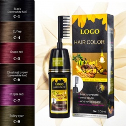 Private Label Custom Logo Herbal Semi-Permanent Hair Color Polish Hairs Dye Hair Dye Colors with comb for Black Hair