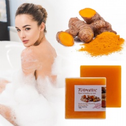 Private label natural toilet soap bar handmade organic skin whitening brightening ginger tumeric turmeric soap