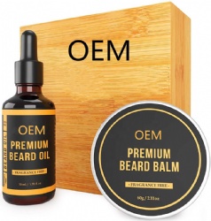 Private Label Premium Beard Oil And Balm Wax Kit Promotes Beard Mustache Growth for Men