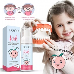 OEM Private Label Organic Natural Herbal Vegan Cleansing Teeth Mousse Foam Whitening Children Toothpaste For Kids